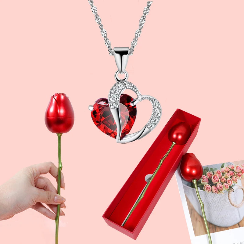 Heart Red Zircon Necklace