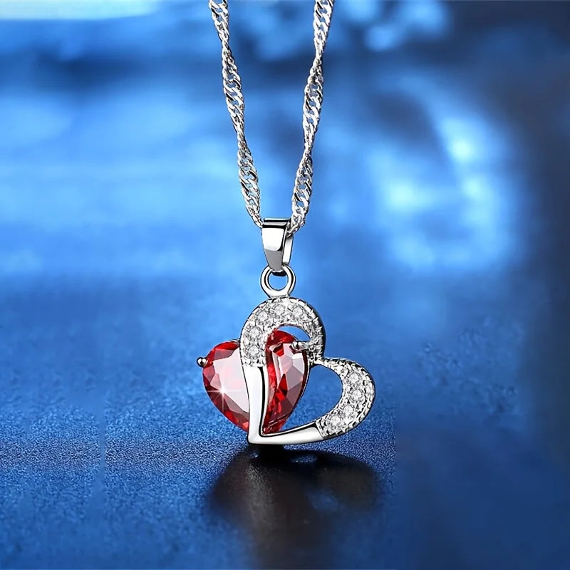 Heart Red Zircon Necklace